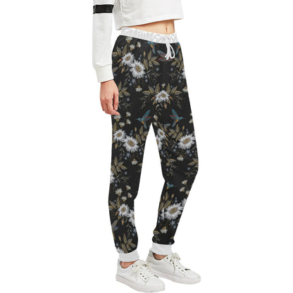 Hummingbird with Embroidery Themed Print Unisex Sweatpants