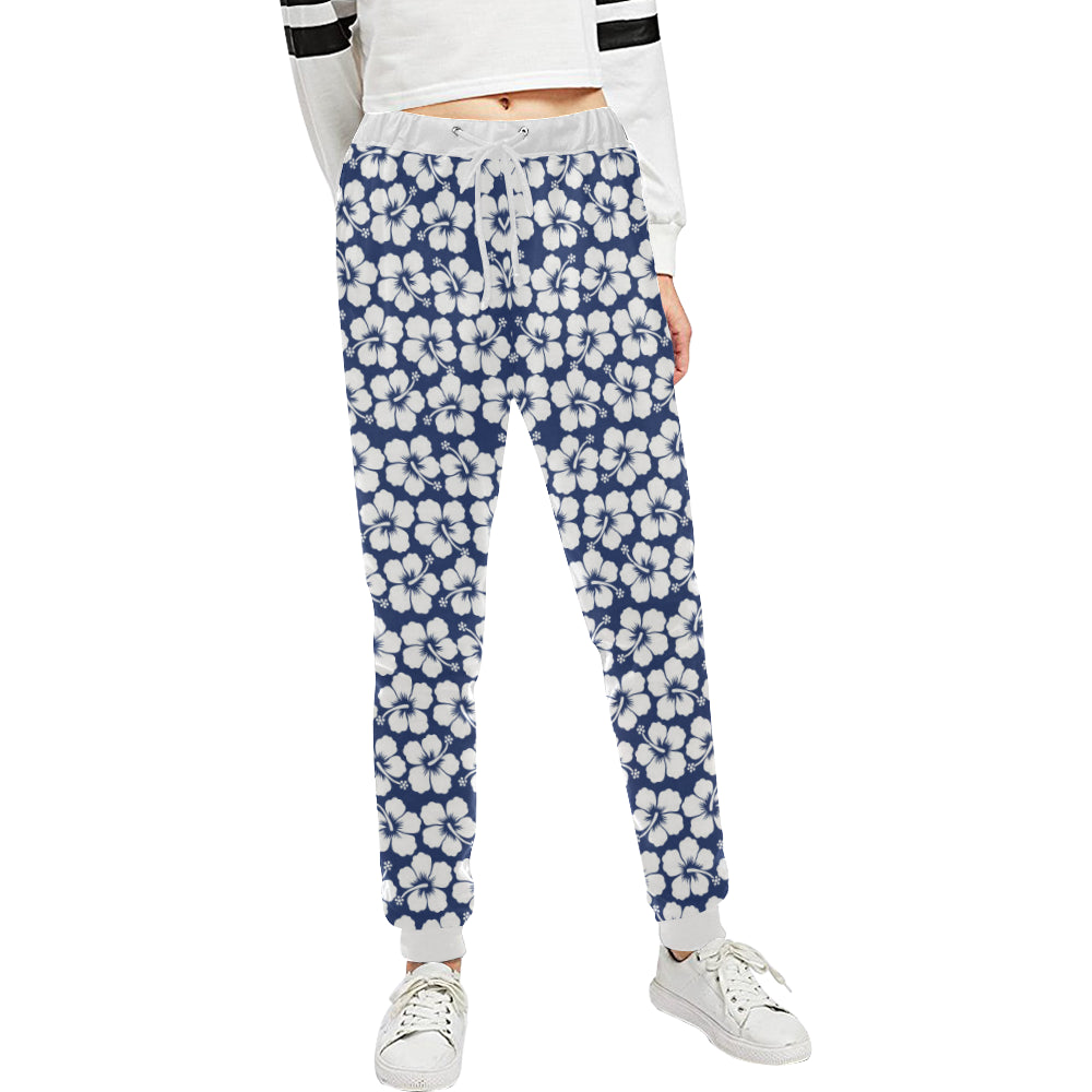 Hibiscus Blue Hawaiian Flower Pattern Unisex Sweatpants