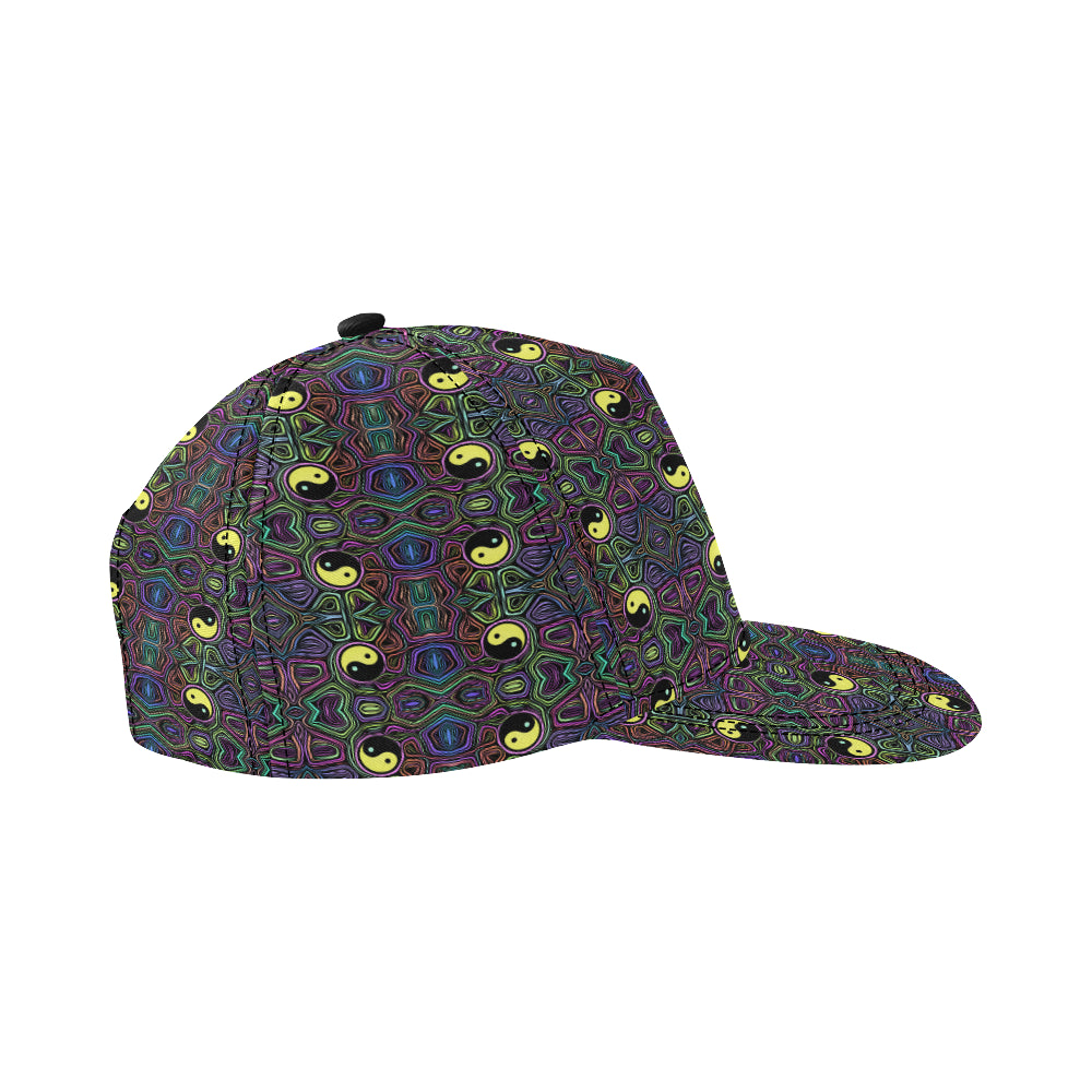 Yin Yang Neon Color Design Print Snapback Cap