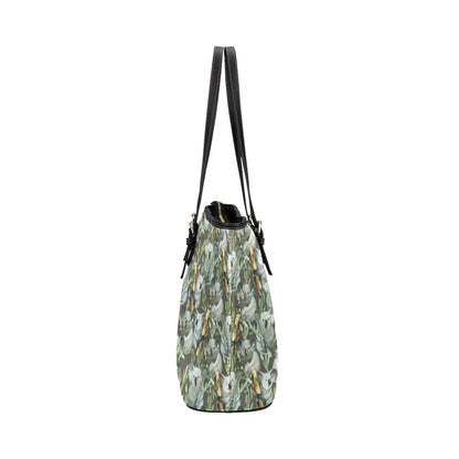 Koala Pattern Design Print Leather Tote Bag