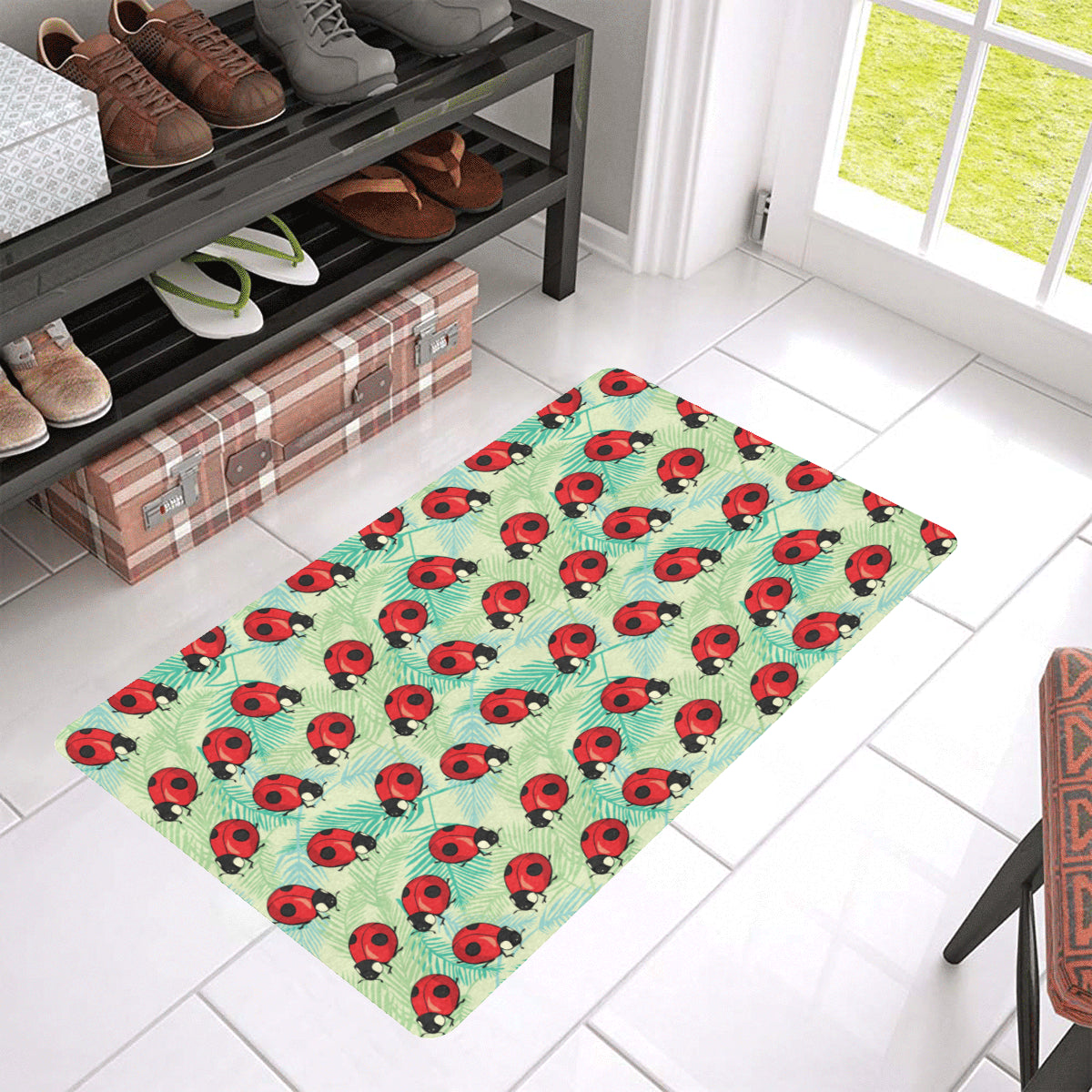 Ladybug Cute Print Pattern Rubber Doormat
