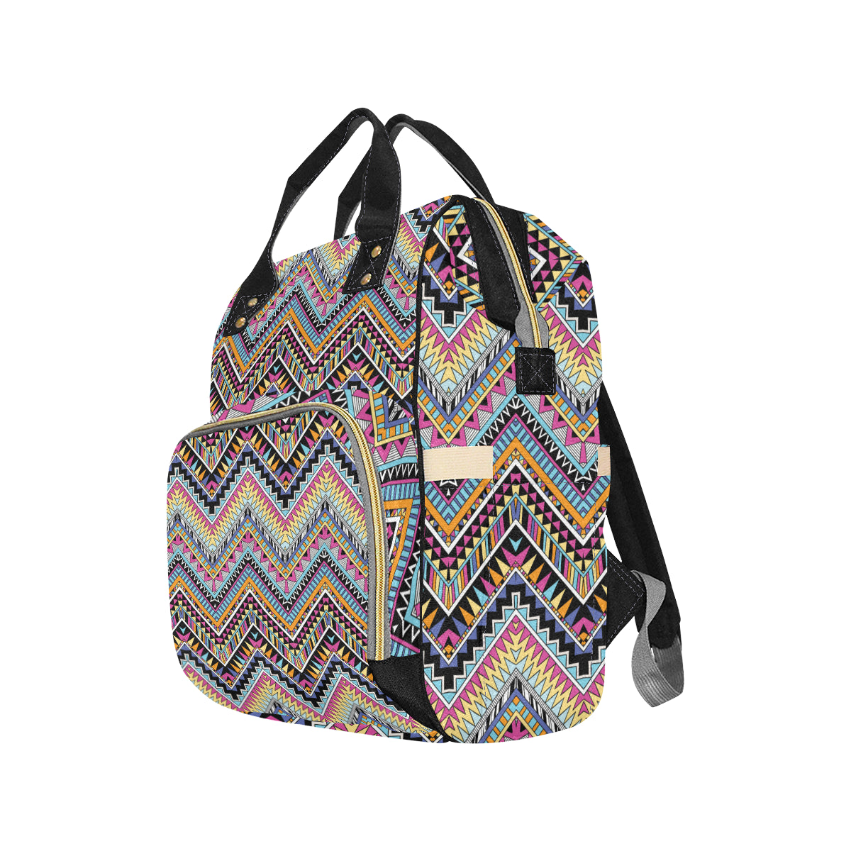 Multicolor zigzag Tribal Aztec Diaper Bag Backpack