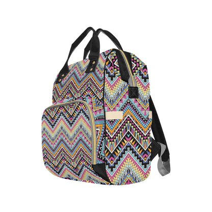 Multicolor zigzag Tribal Aztec Diaper Bag Backpack