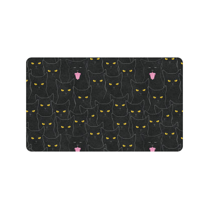 Black Cat Yellow Eyes Print Pattern Rubber Doormat