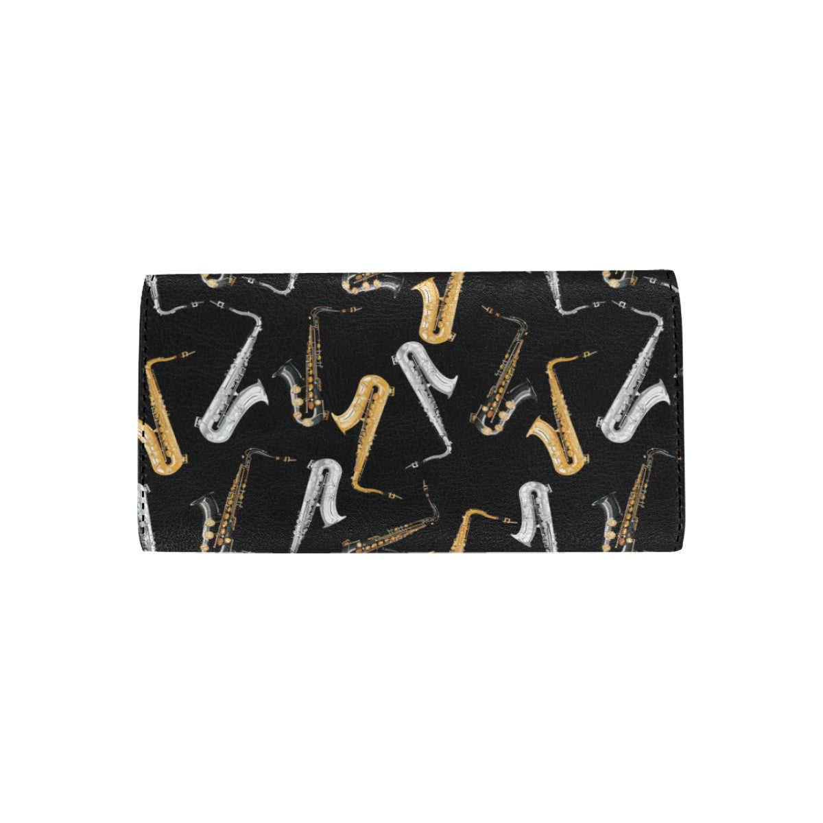 Saxophone Pattern Print Design 01 Women's Trifold Wallet