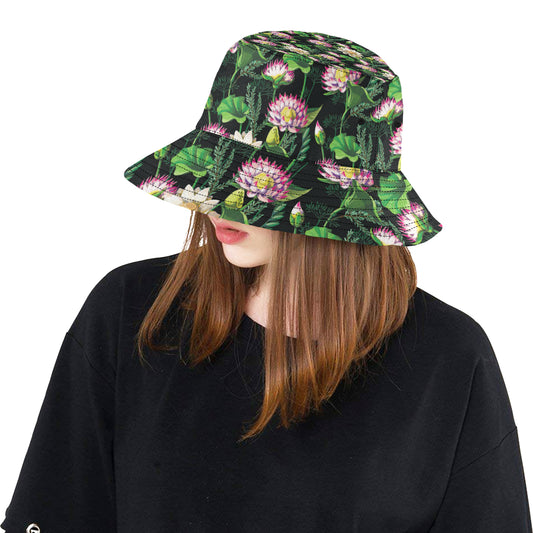 Water Lily Pattern Print Design WL010 Unisex Bucket Hat