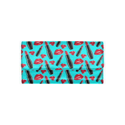 Lipstick Pattern Print Design LT02 Women's Trifold Wallet