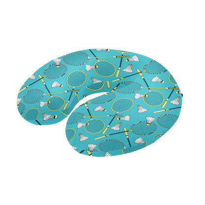 Badminton Pattern Print Design 06 U-Shaped Travel Neck Pillow
