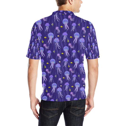 Jellyfish Style Print Men Polo Shirt