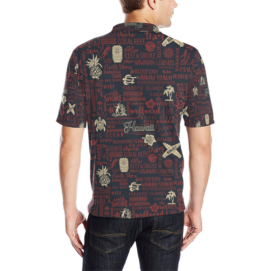 Hawaiian Themed Pattern Print Design H017 Men Polo Shirt