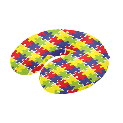 Autism Awareness Pattern Print Design 03 U-Shaped Travel Neck Pillow