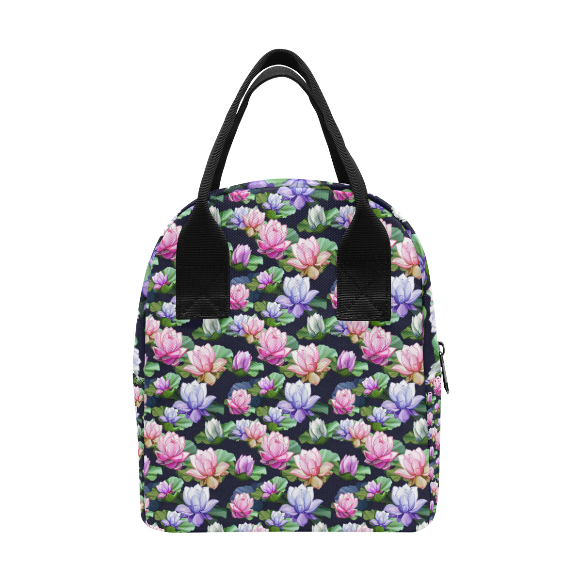 Lotus Flower Print Design Insulated Lunch Bag