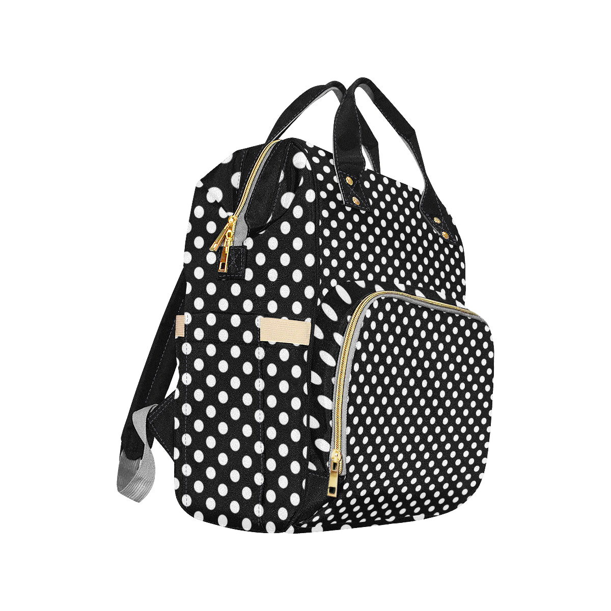 Polka Dot Black White Pattern Print Design 03 Diaper Bag Backpack