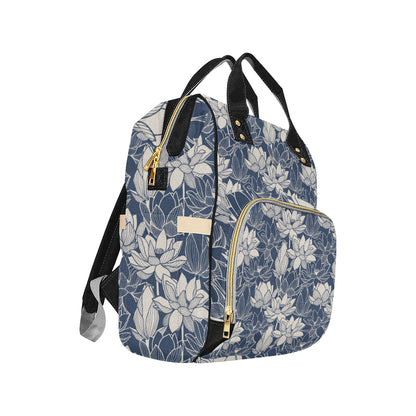 Water Lily Pattern Print Design WL04 Diaper Bag Backpack