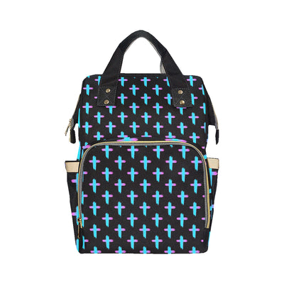 Christian Cross neon Pattern Diaper Bag Backpack