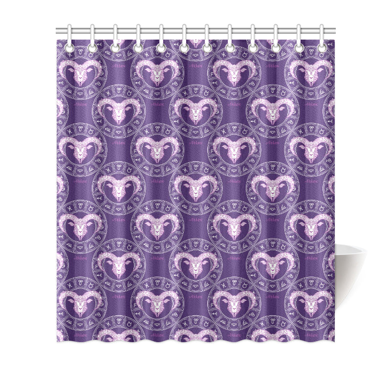 Aries Zodiac Pattern Print Design 02 Shower Curtain