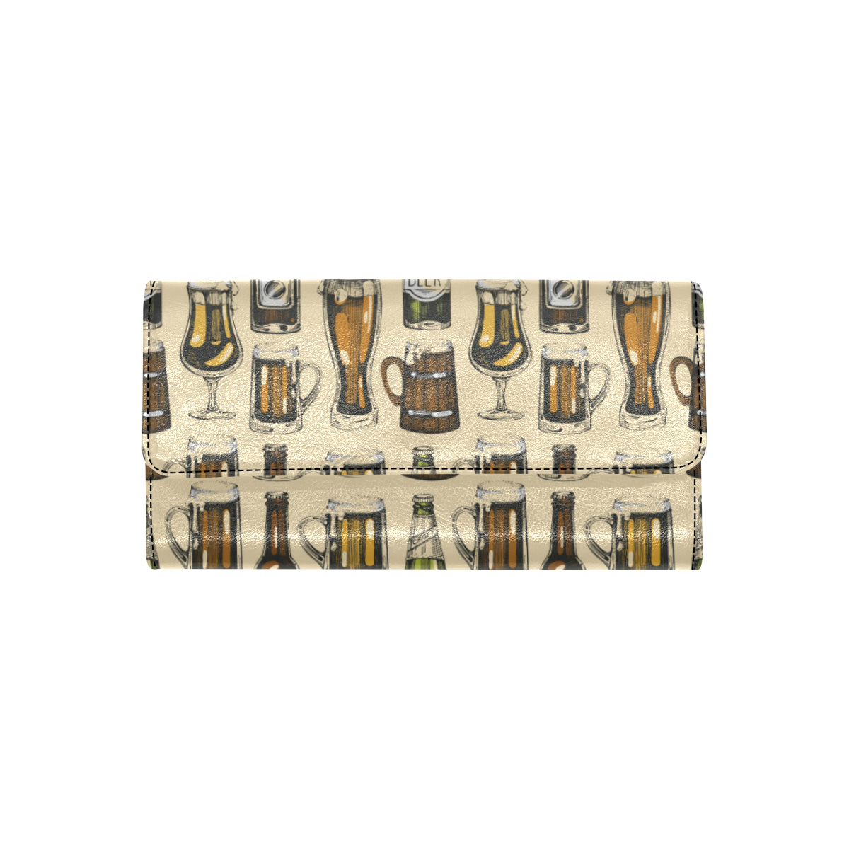 Beer Pattern Print Design 04 Women's Trifold Wallet