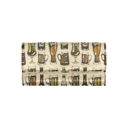 Beer Pattern Print Design 04 Women's Trifold Wallet