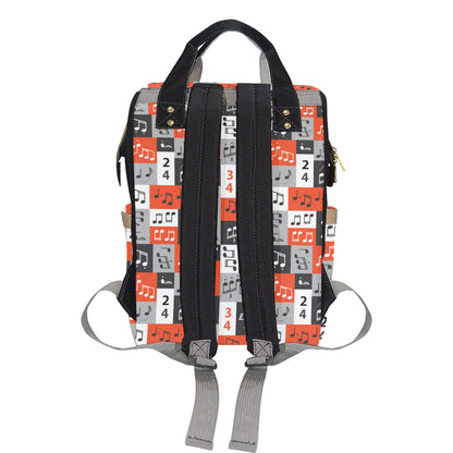 Music Note Design Themed Print Diaper Bag Backpack