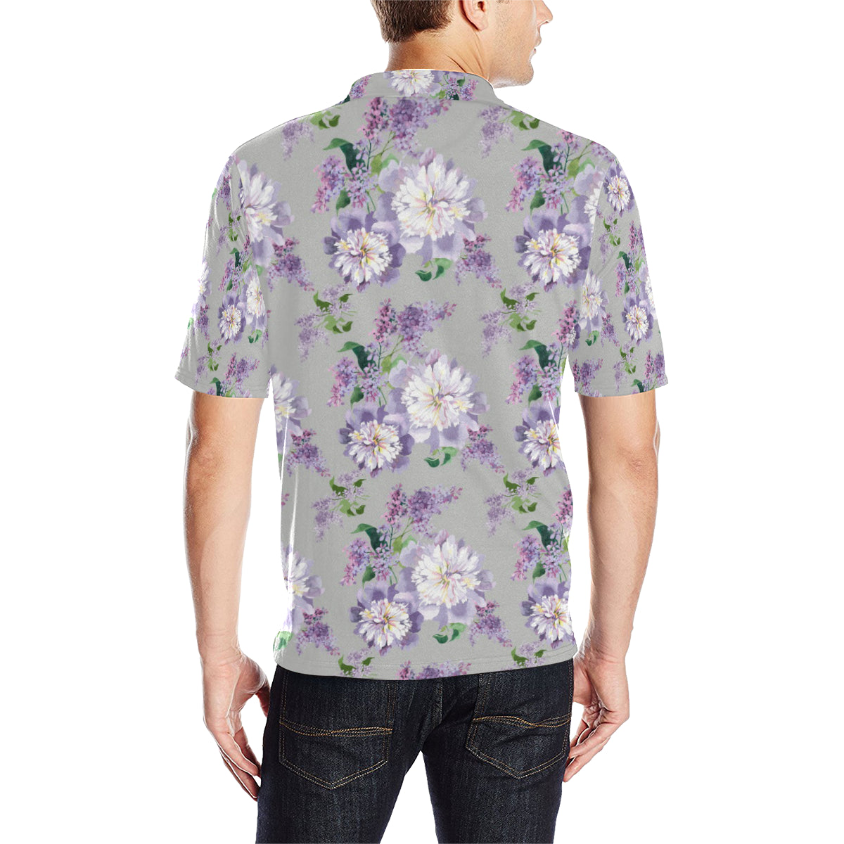Lilac Pattern Print Design LI07 Men Polo Shirt