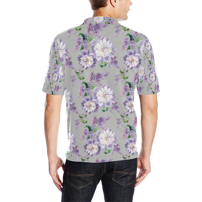 Lilac Pattern Print Design LI07 Men Polo Shirt
