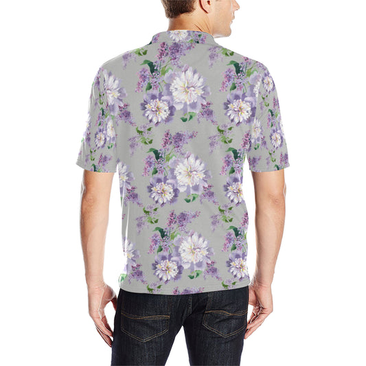 Lilac Pattern Print Design LI07 Men Polo Shirt