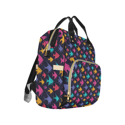 Angelfish Colorful Pattern Print Design 03 Diaper Bag Backpack