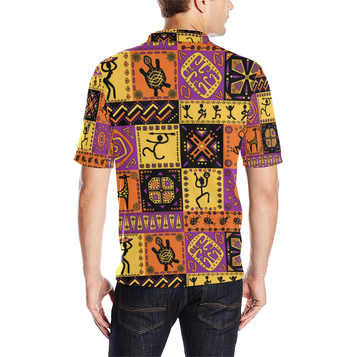 African Pattern Print Design 02 Men Polo Shirt