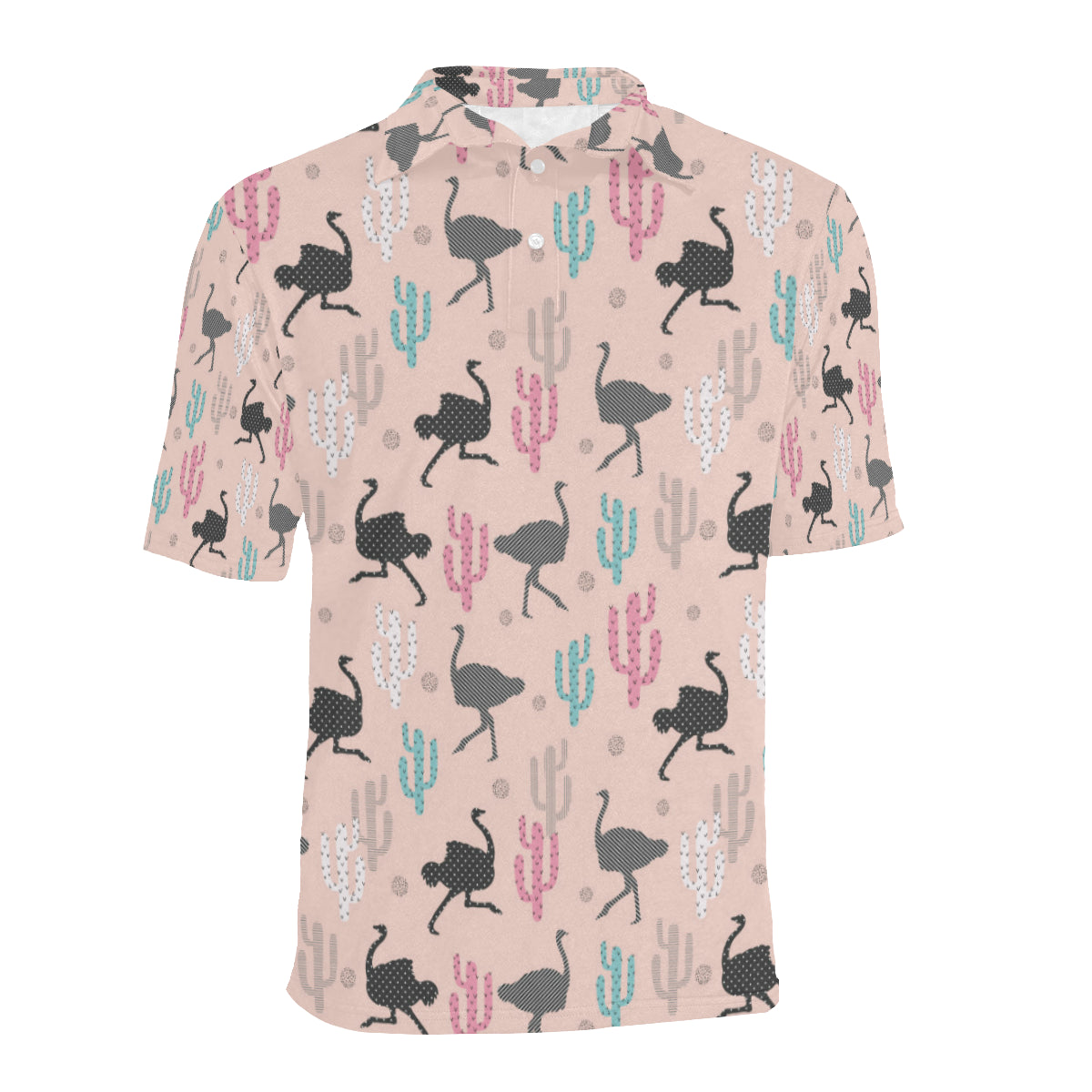 Ostrich Pattern Print Design 03 Men Polo Shirt