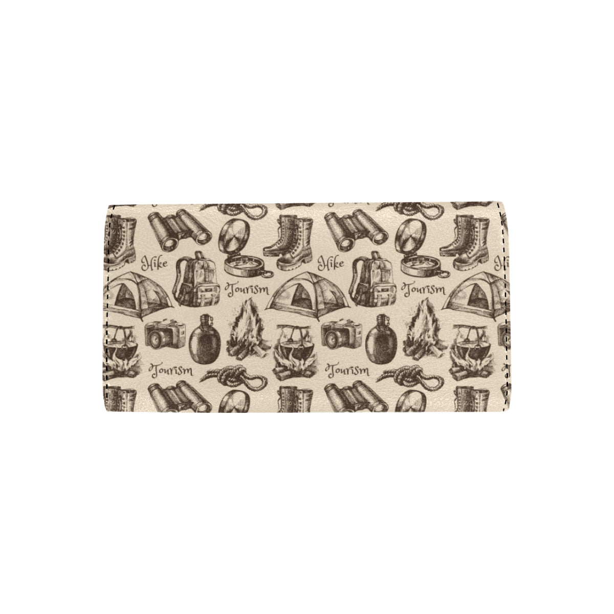 Camping Pattern Print Design 01 Women's Trifold Wallet