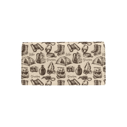 Camping Pattern Print Design 01 Women's Trifold Wallet