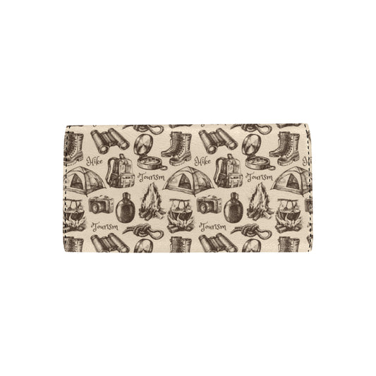 Camping Pattern Print Design 01 Women's Trifold Wallet