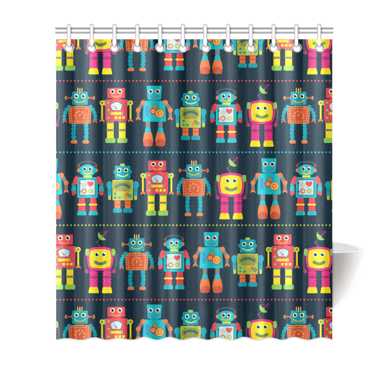 Robot Pattern Print Design A01 Shower Curtain