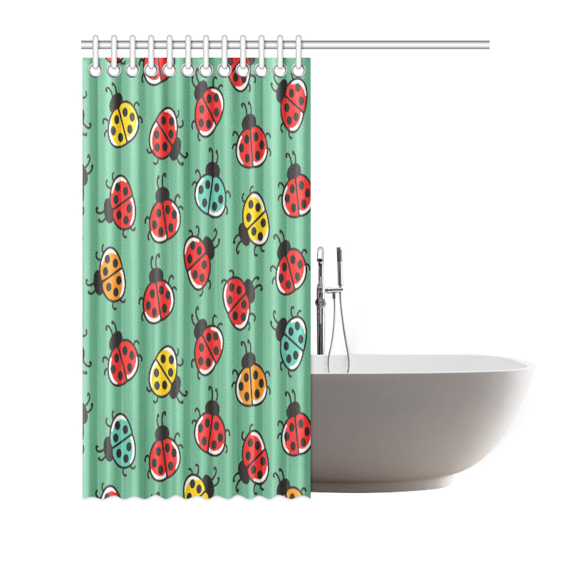Ladybug Pattern Print Design 02 Shower Curtain