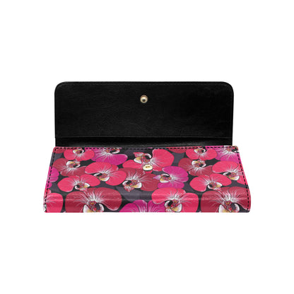 Orchid Red Pattern Print Design OR05 Women's Trifold Wallet