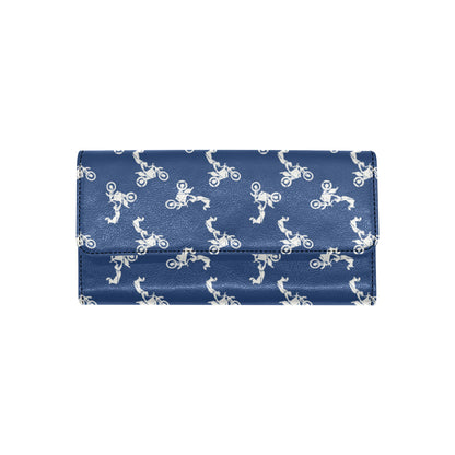 Motocross Pattern Print Design 01 Women's Trifold Wallet