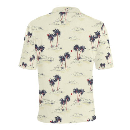 Palm Tree Pattern Print Design PT08 Men Polo Shirt