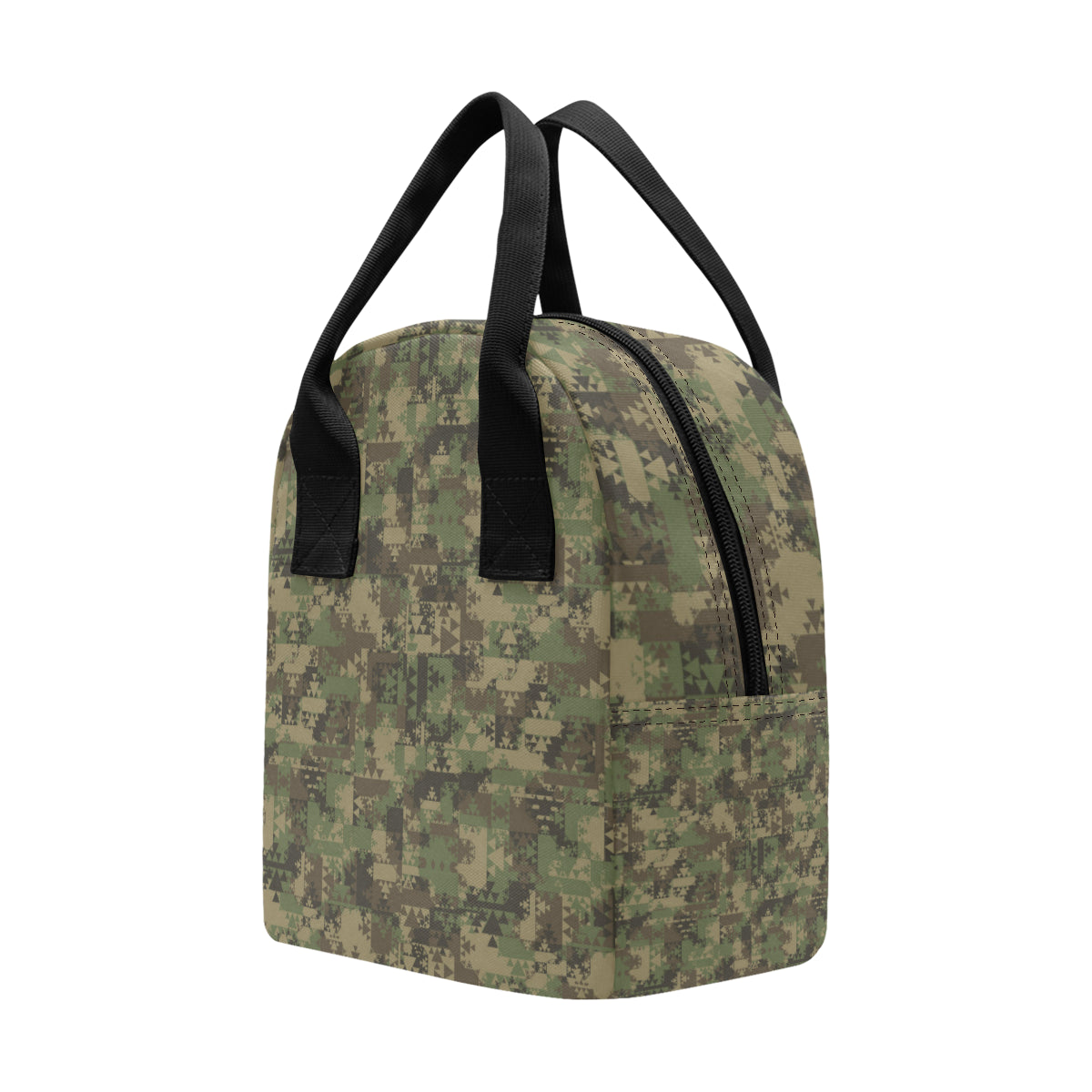 Camouflage Aztec Green Army Print Insulated Lunch Bag
