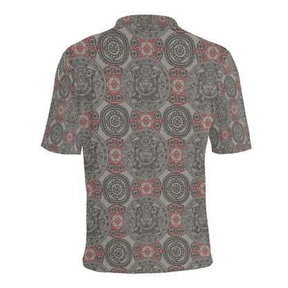 Calendar Aztec Pattern Print Design 04 Men Polo Shirt