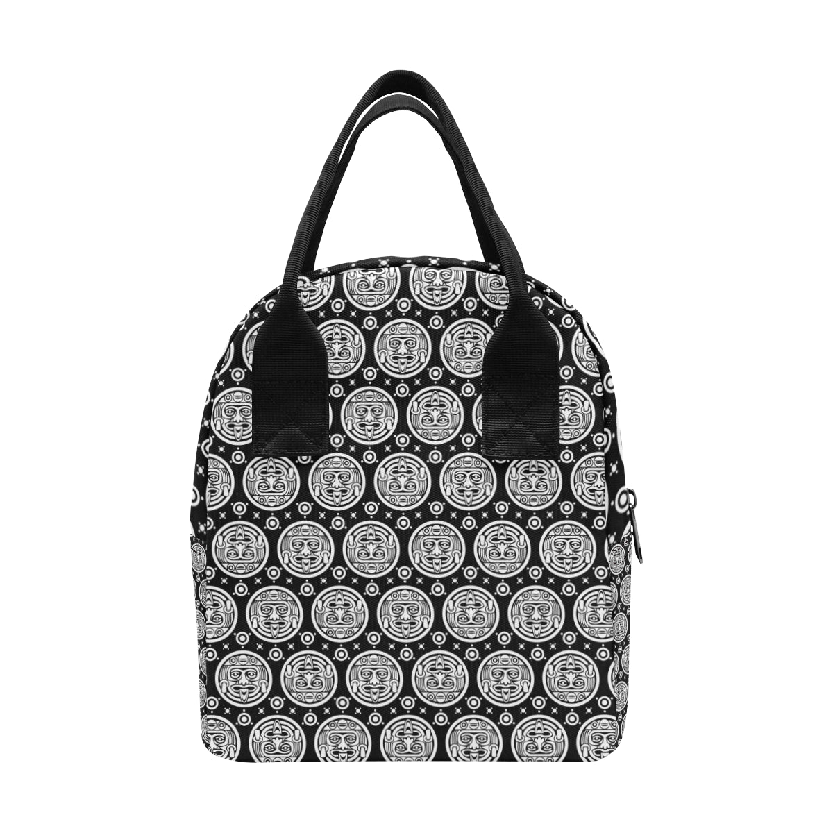 Calendar Aztec White Black Print Pattern Insulated Lunch Bag