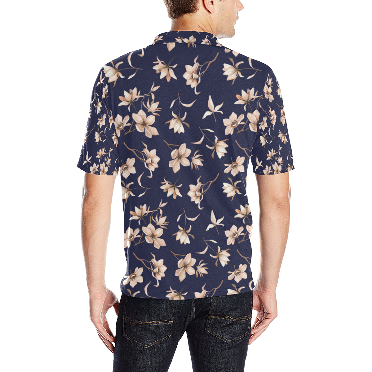 Beautiful Floral Pattern Men Polo Shirt