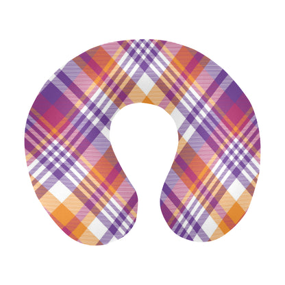 Madras Pattern Print Design 02 U-Shaped Travel Neck Pillow