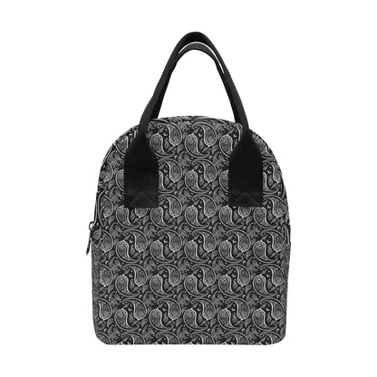 Paisley Black Design Print Insulated Lunch Bag