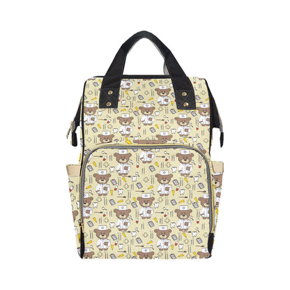 Nurse Bear Pattern Print Design A02 Diaper Bag Backpack