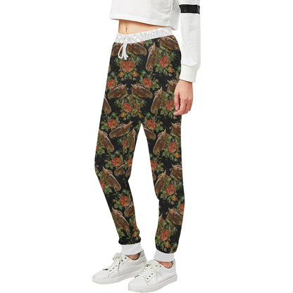 Horse Embroidery with Flower Design Unisex Sweatpants
