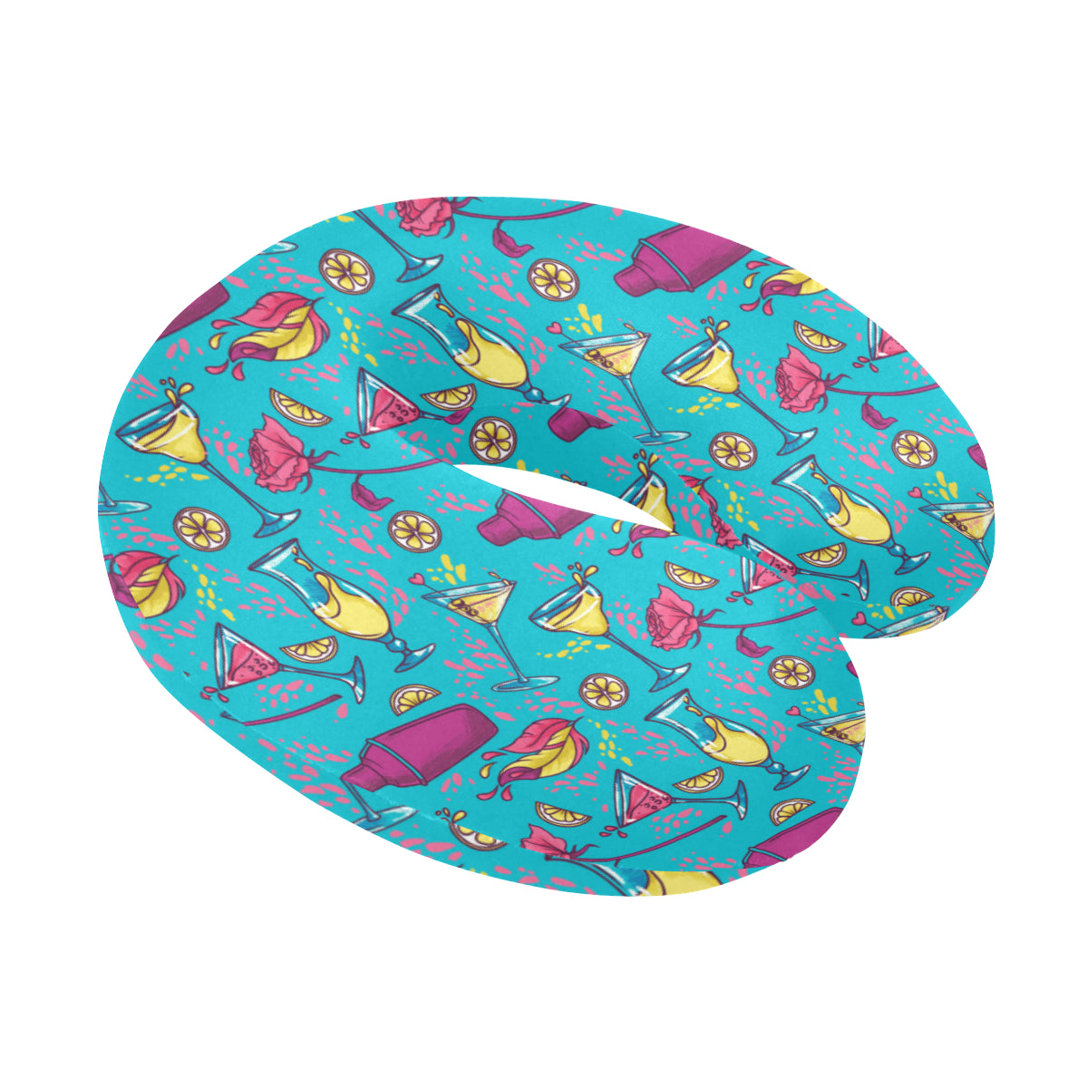 Cocktail Pattern Print Design 03 U-Shaped Travel Neck Pillow