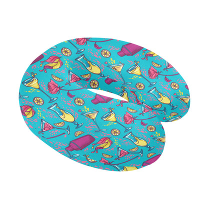 Cocktail Pattern Print Design 03 U-Shaped Travel Neck Pillow