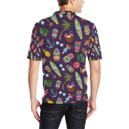 Hawaiian Themed Pattern Print Design H024 Men Polo Shirt