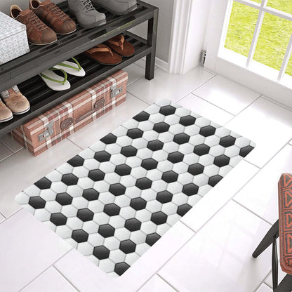 Soccer Ball Texture Print Pattern Rubber Doormat