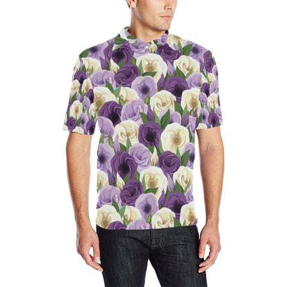 Lisianthus Pattern Print Design LT01 Men Polo Shirt